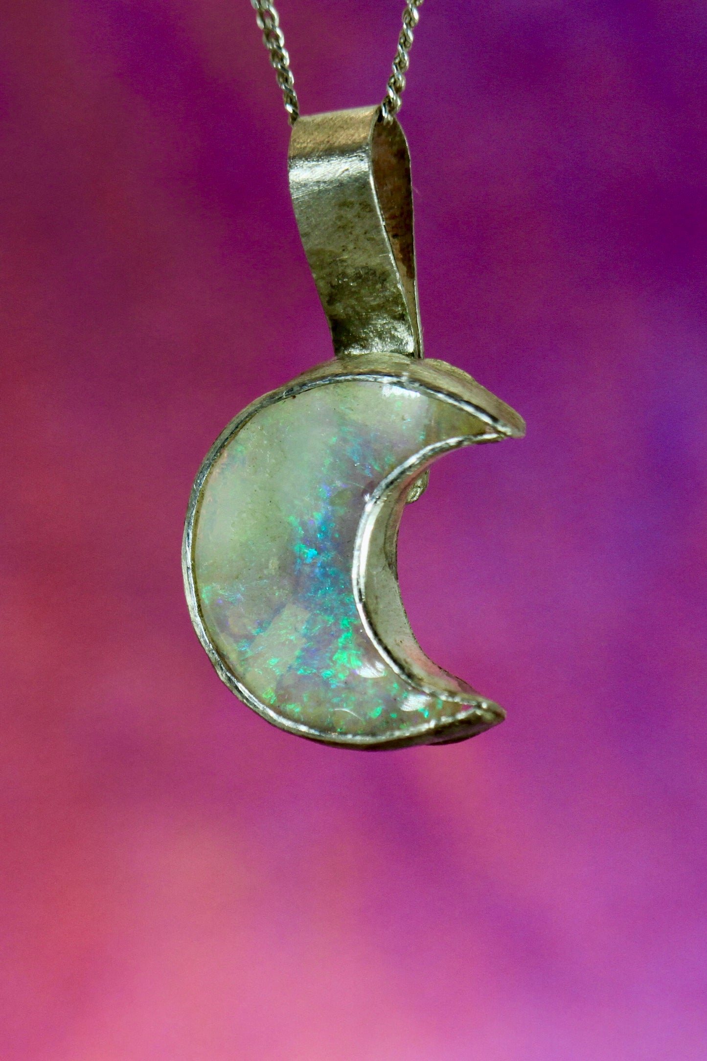 Crescent Moon Opal Pendant