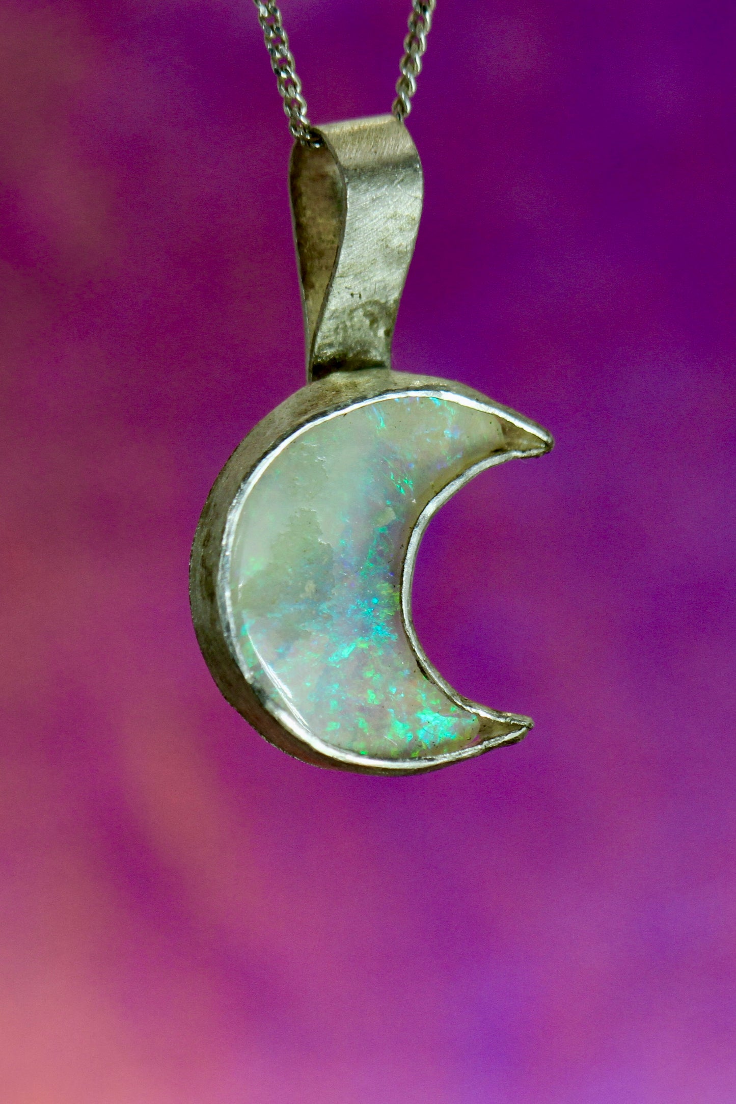 Crescent Moon Opal Pendant