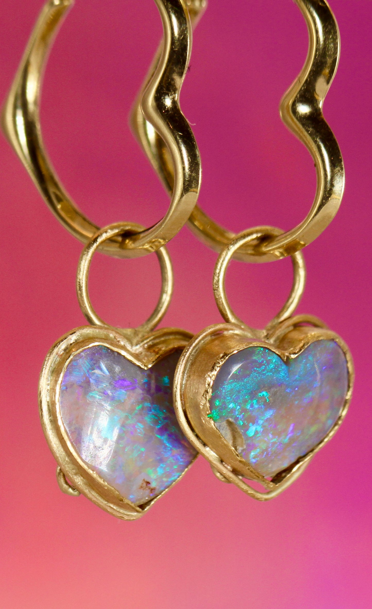 Blue Hearts of the Ocean Opal Charms in solid gold