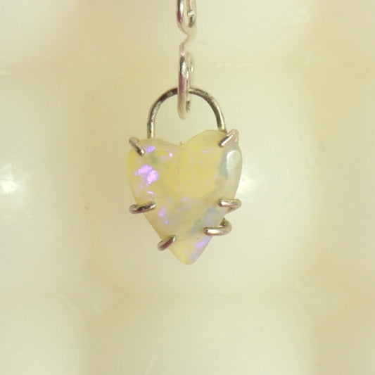 Love You Long Time heart crystal opal charm