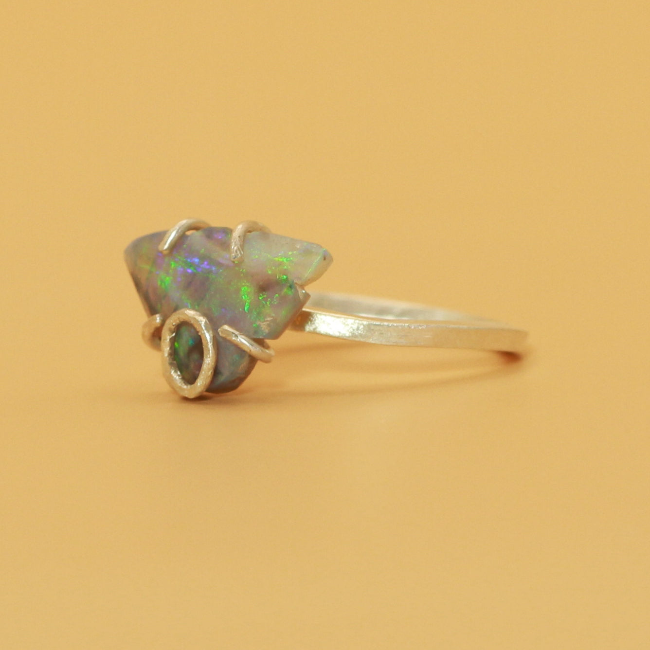 the Koala Opal ring (blue/green/black opal)