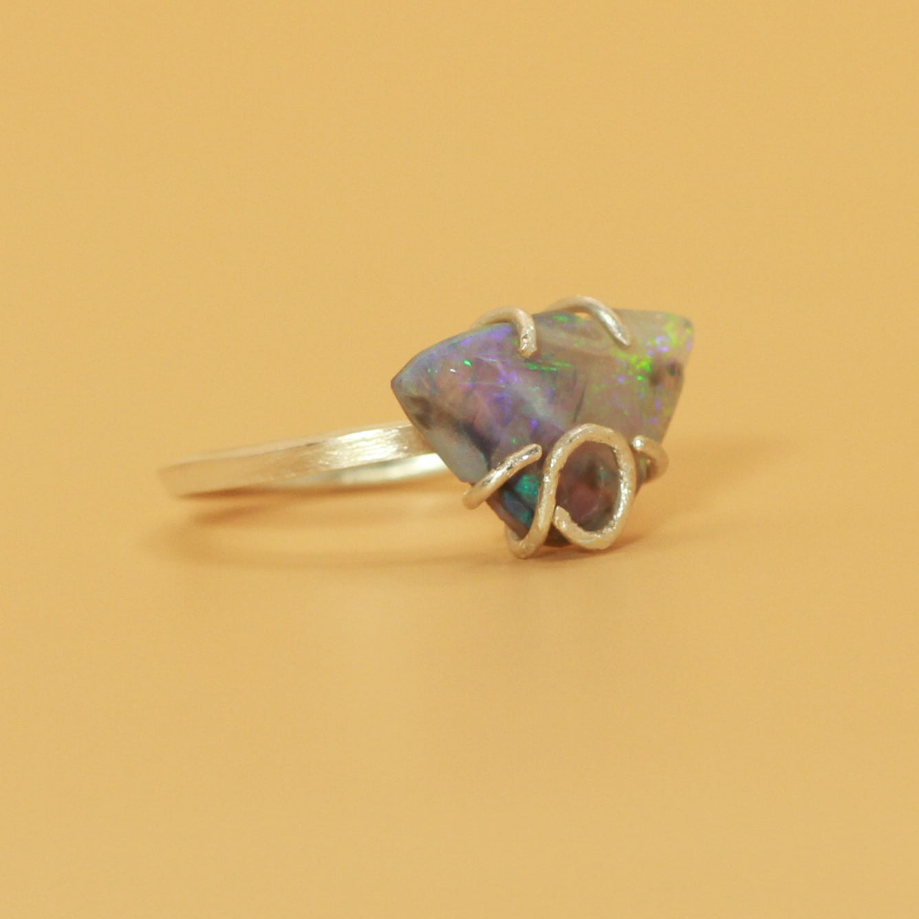 the Koala Opal ring (blue/green/black opal)