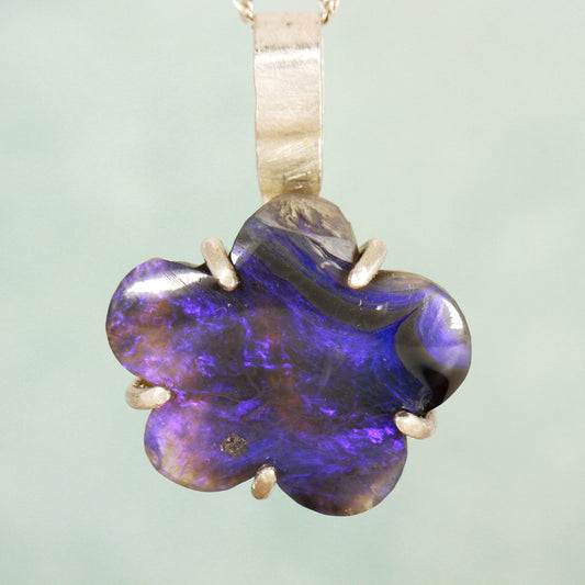 70s Swirl ✿ Mod Flower ✿ Black Opal pendant