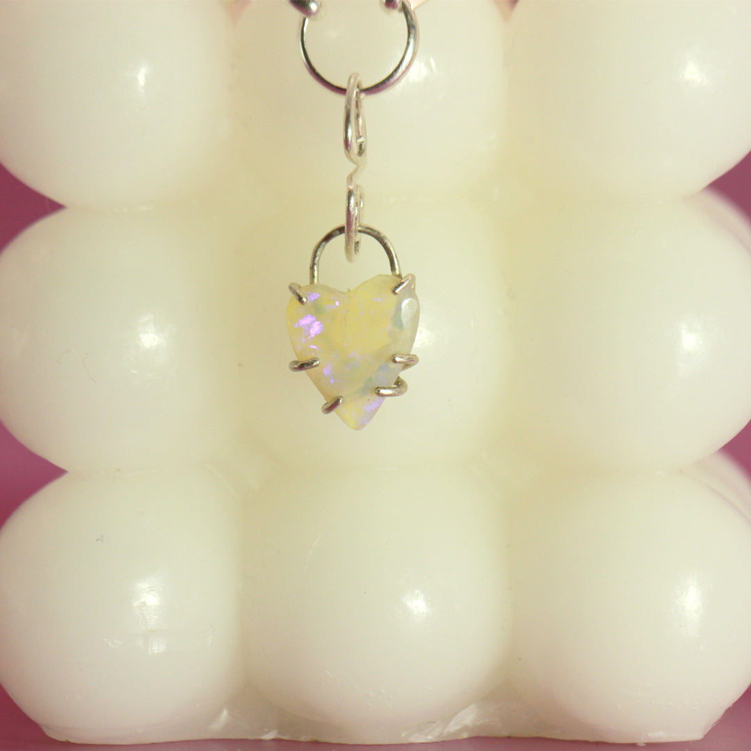 Love You Long Time heart crystal opal charm