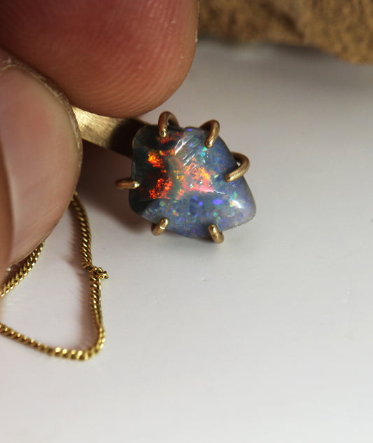 rough natural black opal pendant