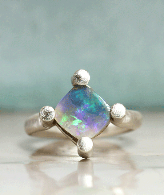 Square Regency inspired Opal Ring