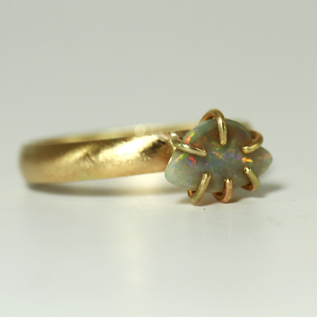 UFO spaceship opal ring in solid gold