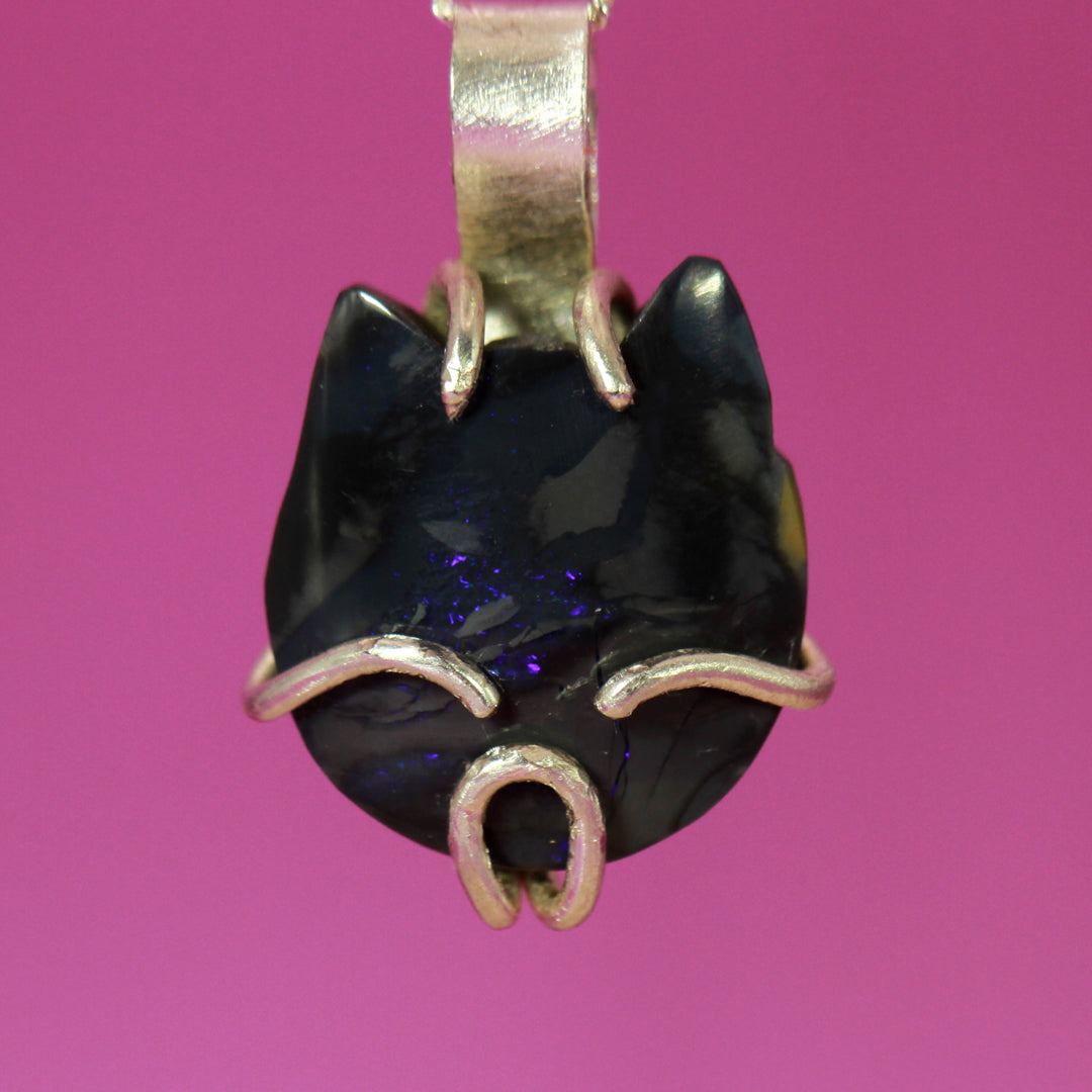 Wonderful Wombat Black Opal pendant