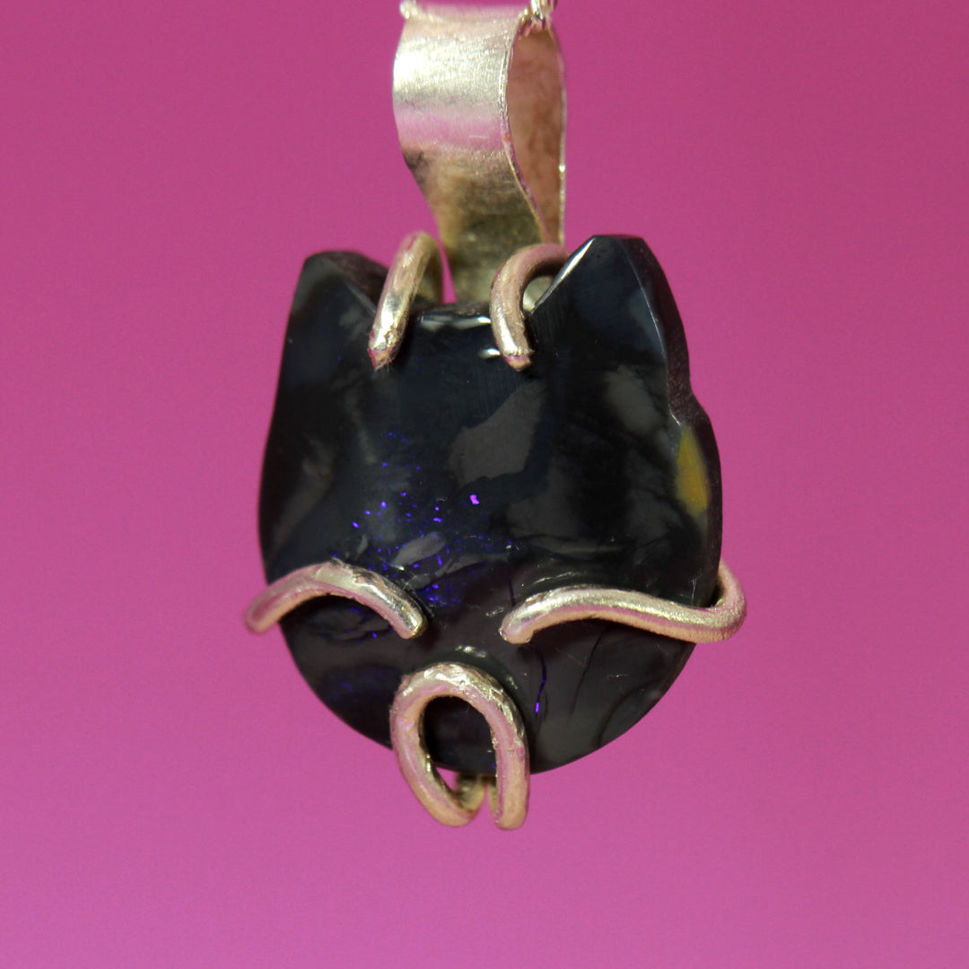 Wonderful Wombat Black Opal pendant