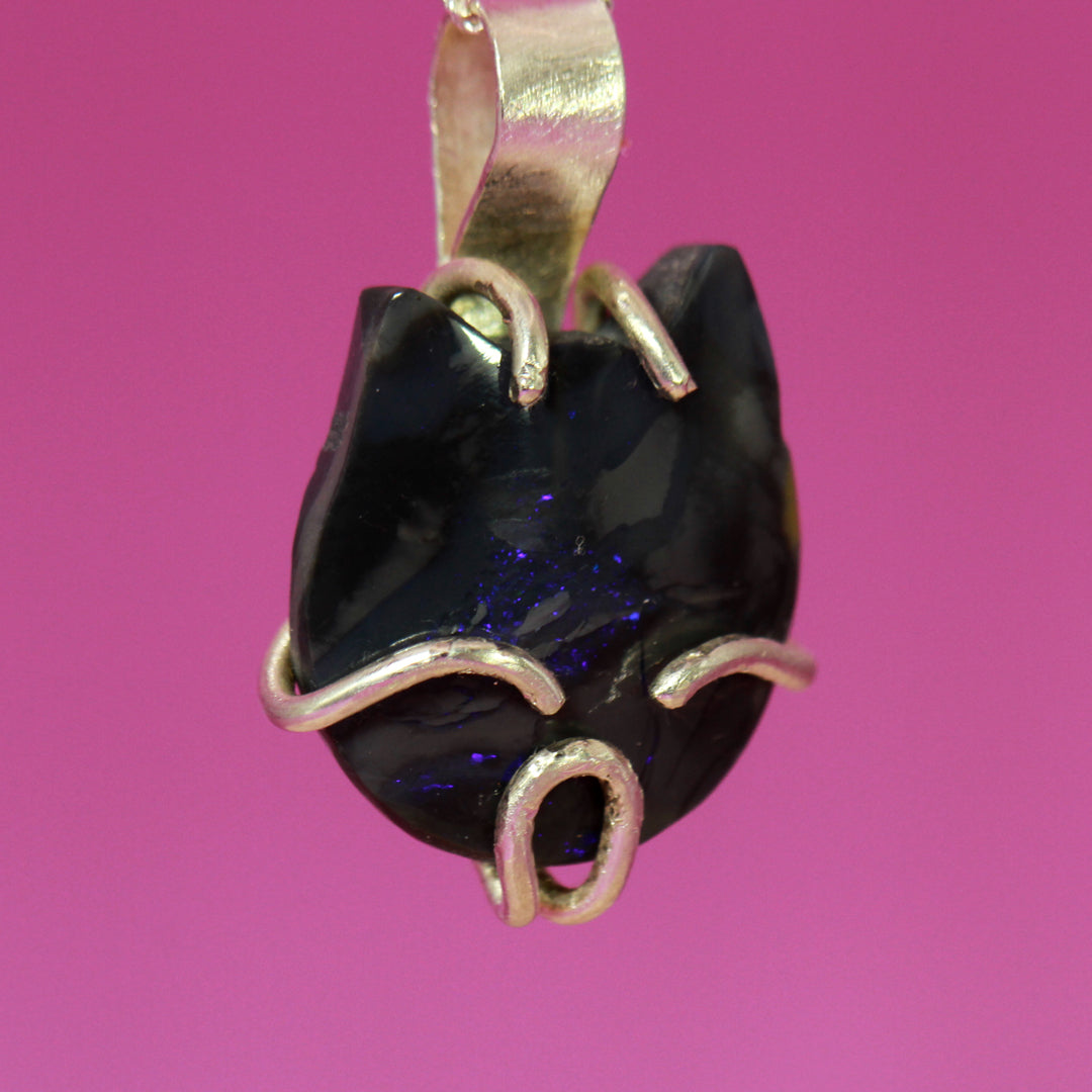 Wonderful Wombat Black Opal pendant