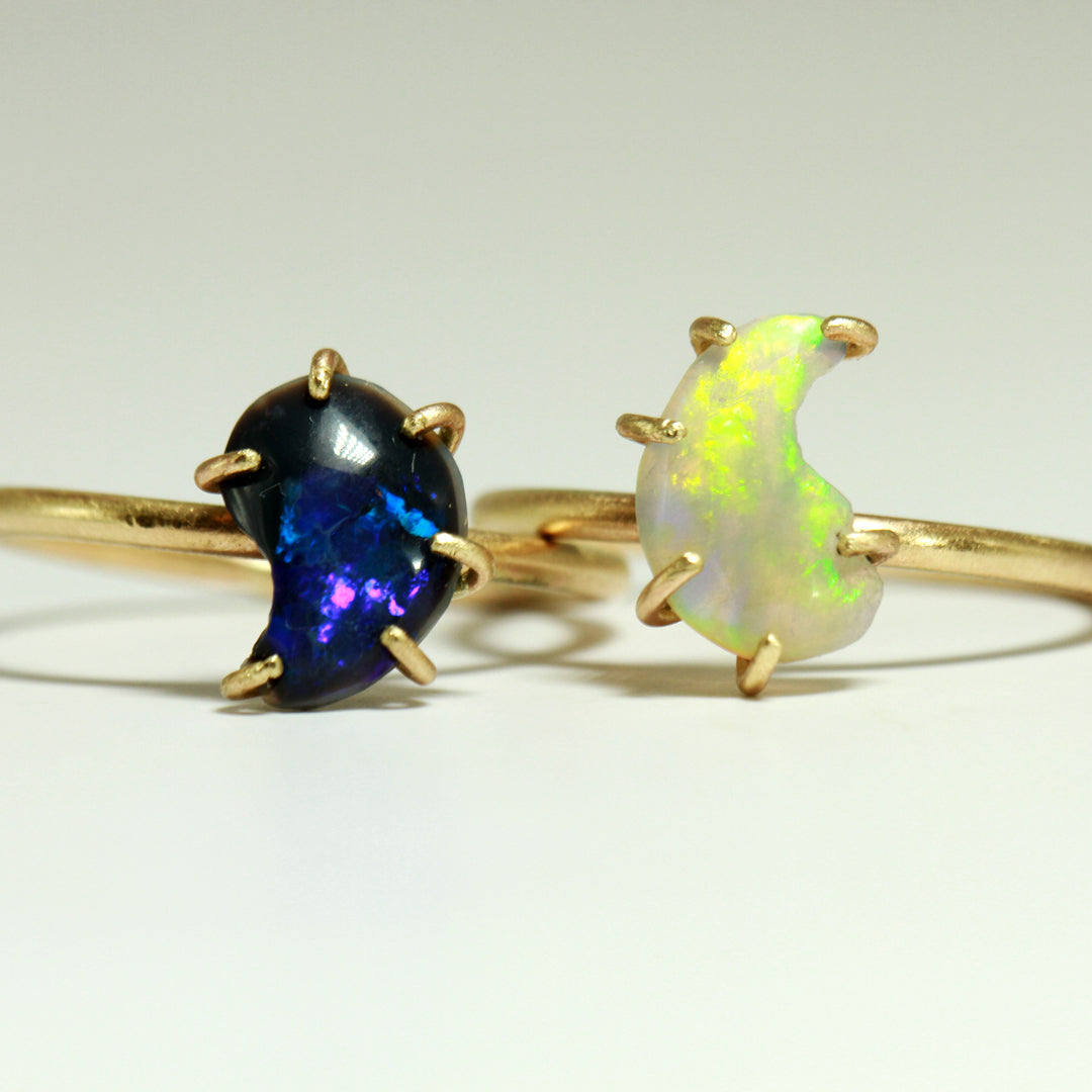 Ice & Fire 2 in 1 Yin Yang opal rings (Solid 9ct yellow Gold)