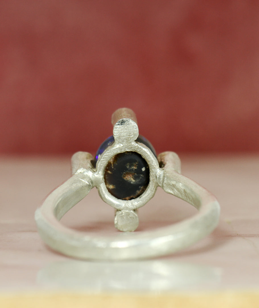 The Glass Galaxy Ring - Crystal Black Opal