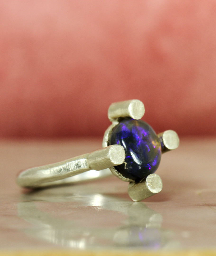 The Glass Galaxy Ring - Crystal Black Opal