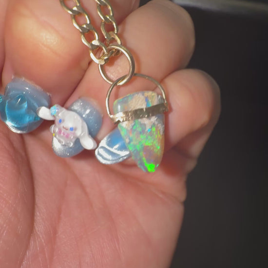 Unicorns Horn Opal pendant solid Aussie Opal Solid 9ct gold on 9ct gold curb chain