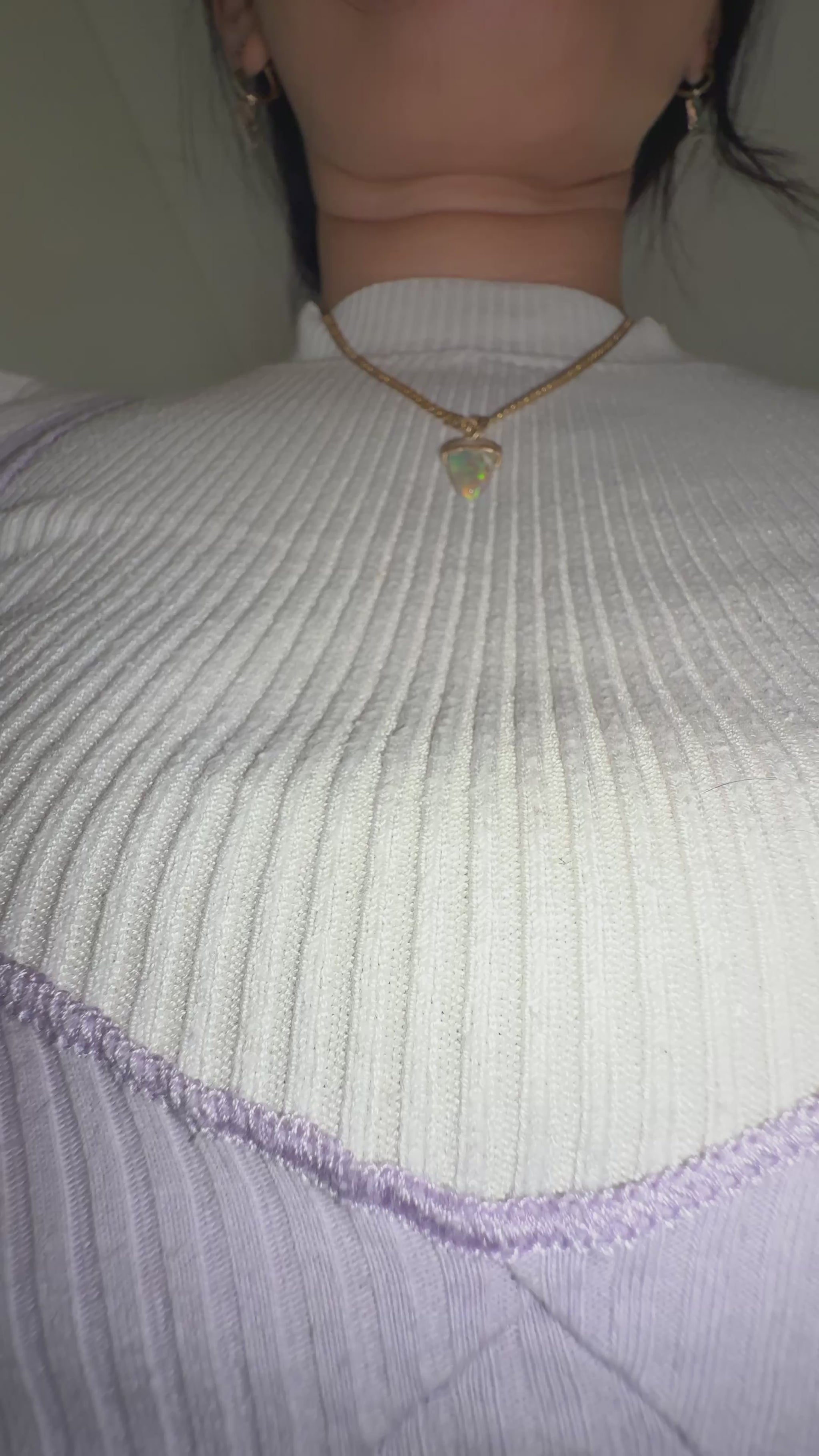 Unicorns Horn Opal pendant solid Aussie Opal Solid 9ct gold bottom up view