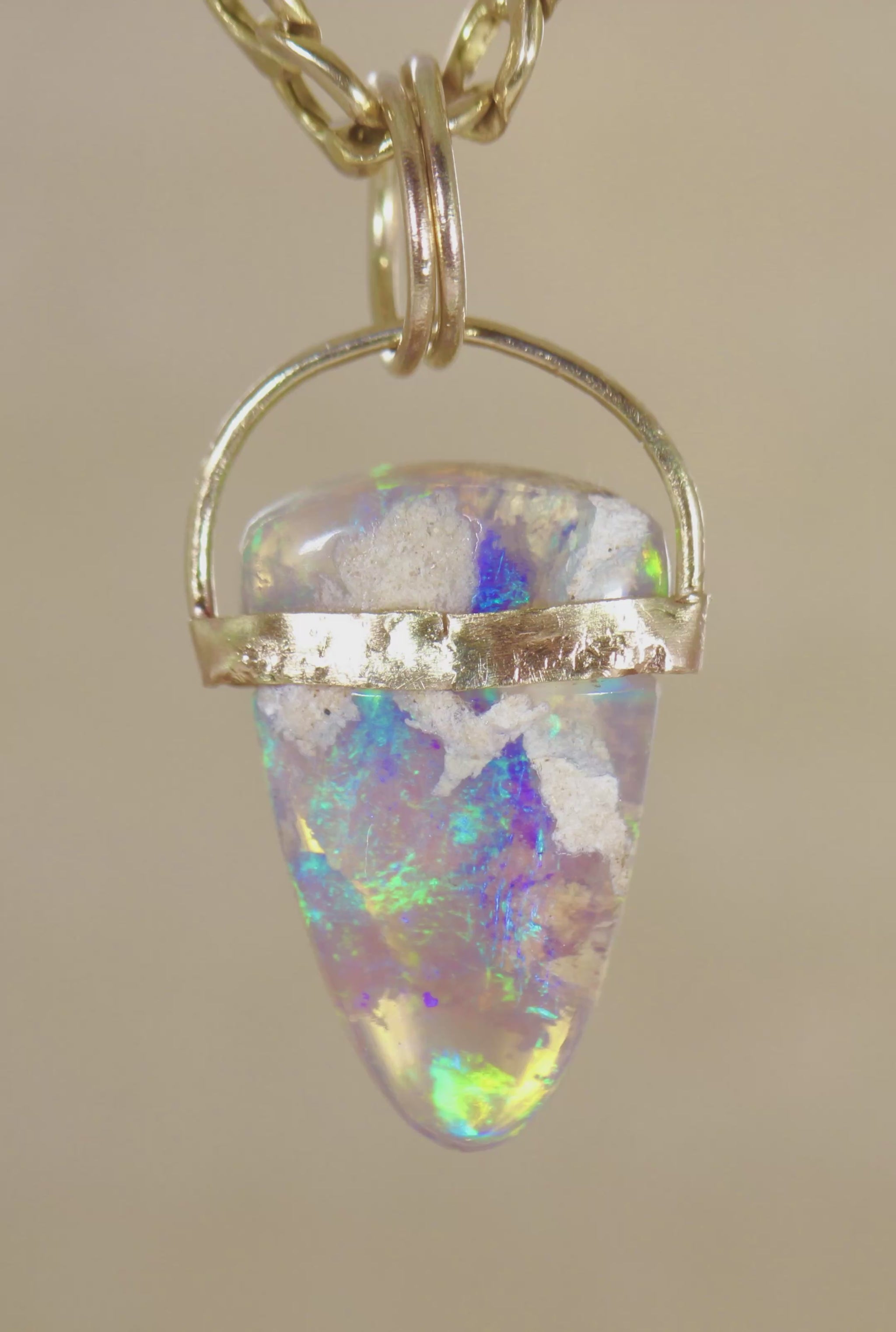 Unicorn's Horn Opal Pendant rotating around